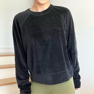 Lululemon Athletica Every Movement Heathered Black Crew Neck Velour Sweatshirt